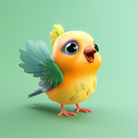 "experience the charm of this tiny, cute bird of paradise emoji, designed in the ios 17 style. this 3d-looking icon features soft aesthetic colors and a clay render, with accurate proportions and high-quality detailing. perfect for adding a playful touch to any digital platform.", ai generatedの素材