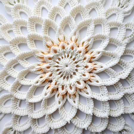experience tranquility with our crochet designs, showcased on a pristine white background. delve into the soothing art of crochet, where each stitch tells a story of conception and creativity. ai generatedの素材