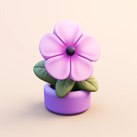 discover the adorable petunia emoji, reimagined for ios 17 with soft aesthetic colors and a 3d-inspired clay render. this icon showcases correct proportions and high-quality detail, making it a delightful addition to any digital conversation. ai generatedの素材