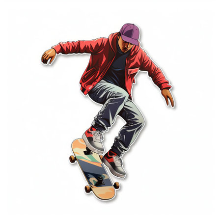 "experience vibrant 3d stickers with this full-body skate design, showcased on a pristine white background. perfect for adding a dynamic touch to any surface.", ai generatedの素材