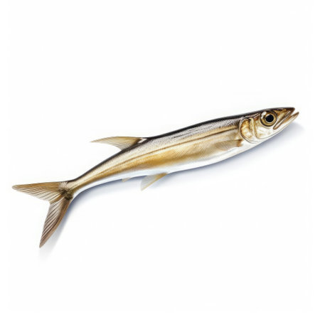 discover a 3d sticker of a full-body smelt, showcasing the fish in striking detail. perfect for aquatic-themed projects, this sticker stands out against a clean, white isolated background. ideal for planners, scrapbooks, and decor. ai generatedの素材