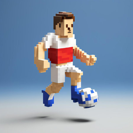 "8-bit pixel art of a character, o, in a full football uniform, set against a clean white background. a fun and nostalgic depiction of a classic gaming style.", ai generatedの素材