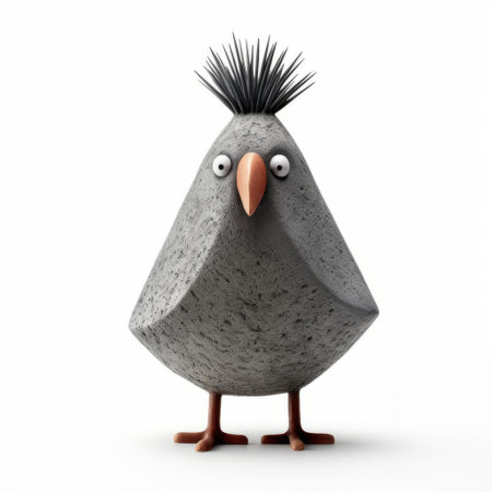 "evgeni gordiets, clemens ascher, didier lourenco-inspired bird figurine. inventive character design with spiky mounds. full body view on white isolated background.", ai generatedの素材