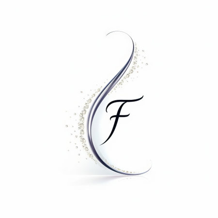 "jimmy choo-inspired vector logo, a letter 'f' adorned with rhinestones, presented as a lettermark on a white isolated background, perfect for luxury branding.", ai generatedの素材