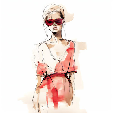 a captivating portrait of a blind contour female figure, captured in a full body pose against a pristine white background. the intricate lines and shadows reveal her graceful form, highlighting the beauty of human anatomy in its purest form. ai generatedの素材