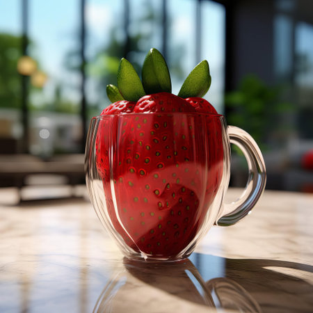 experience the precision of a high-quality glass cup in a stunning 3d model, complete with a detailed strawberry huller design. this model features augmented reality support for an immersive and interactive user experience. ai generatedの素材