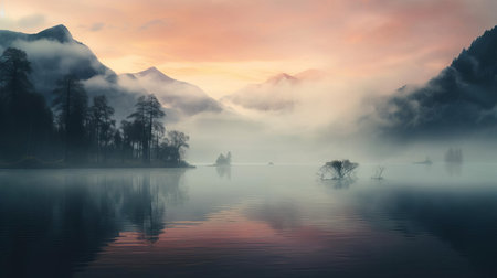 discover a captivating landscape photo on unsplash, where tranquility reigns supreme. immerse yourself in the serene beauty and calming atmosphere of this breathtaking scene. ai generatedの素材