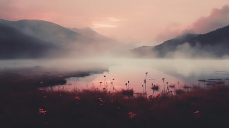 immerse yourself in the ethereal beauty of this serene landscape on unsplash. witness the calming vibes and breathtaking natural splendor that will leave you awestruck. ai generatedの素材