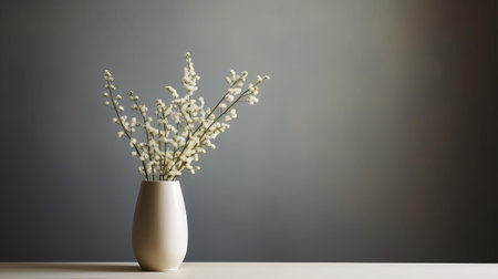 a minimalist statice arrangement in a vase, featuring clean lines and a neutral color palette. this painting emphasizes the subject's features with soft, subtle lighting and a focus on detail. ai generatedの素材