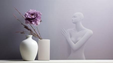 a minimalist and modern violet painting featuring a striking portrait in a clean, neutral color palette. the painting emphasizes the subject's features with soft, subtle lighting and a focus on simplicity. ai generatedの素材