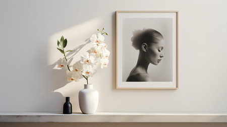 a minimalist and modern portrait painting featuring a captivating snapdragon arrangement in a vase. the painting emphasizes clean lines, a neutral color palette, and soft lighting to highlight the intricate details of the subject. ai generatedの素材