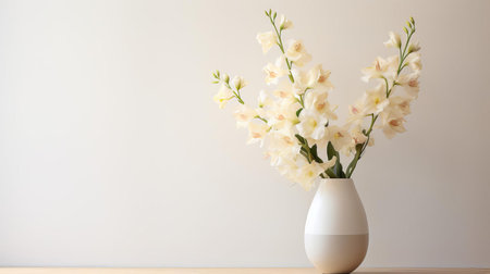 a minimalist and modern portrait painting featuring a captivating snapdragon arrangement. the artwork emphasizes clean lines, a neutral color palette, and soft lighting to highlight the subject's features. ai generatedの素材