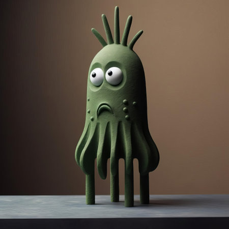 a vibrant green bird figurine adorned with painted eyes rests gracefully on a towel rack. inspired by the artistic styles of evgeni gordiets, clemens ascher, and didier lourenco, this sculpture showcases intricate concrete construction and innovative character design elements. captured in a close-up shot, the attention to detail and playful form make this a captivating artwork. ai generatedの素材