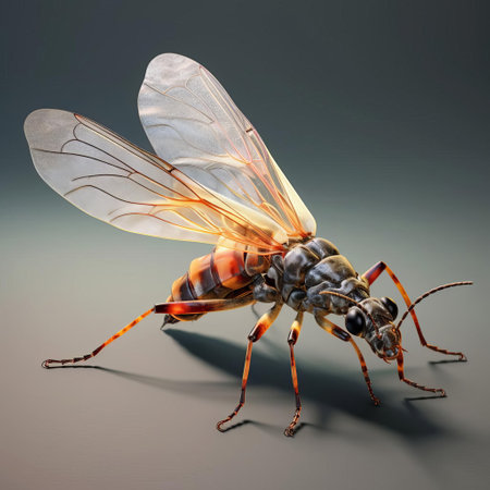stunningly realistic 3d images of diverse stoneflies against a transparent background, showcasing their vibrant colors and intricate patterns in breathtaking detail. ai generatedの素材