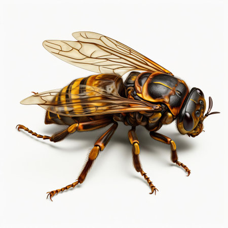 stunningly realistic 3d renderings of the formidable cicada killer bug, showcasing its intricate body and vibrant colors against a transparent background. ai generatedの素材
