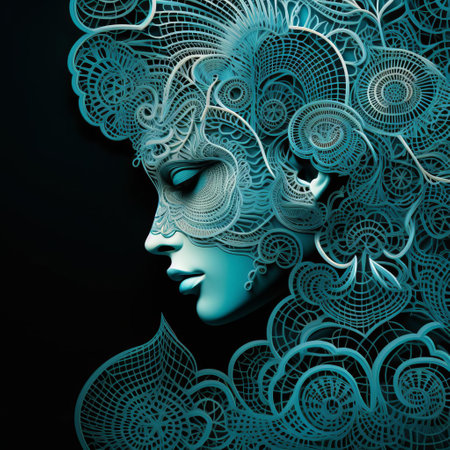 biometric background inspired by nature's intricate lace patterns, featuring vibrant colors and geometric shapes for a unique and captivating visual impact. ai generatedの素材