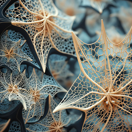 immerse yourself in the intricate beauty of a distributed systems background inspired by the delicate patterns of natural lace. vibrant colors and geometric shapes mimic the interconnectedness of a decentralized network, creating a visually captivating and conceptually intriguing design. ai generatedの素材