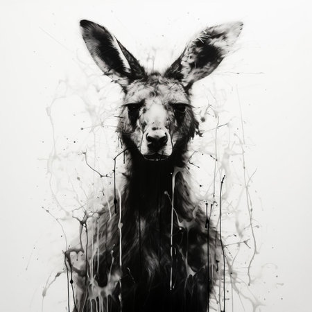 a captivating kangaroo silhouette emerges from the shadows in this minimalist photo, rendered in striking black and white. bold saturation and innovative framing create a hyper-realistic atmosphere, capturing the essence of lifelike accuracy with subtle rim lighting. this photo is an abstract minimalism masterpiece, appreciating the beauty of simplicity and form. ai generatedの素材