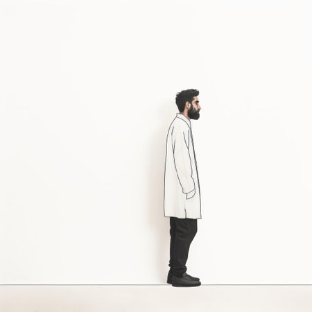 a captivating hand-drawn illustration of a majestic persian cat, its elegant profile captured in sharp black lines against a pristine white backdrop. its piercing gaze fixates directly on the viewer, creating a captivating and intimate portrait. ai generatedの素材