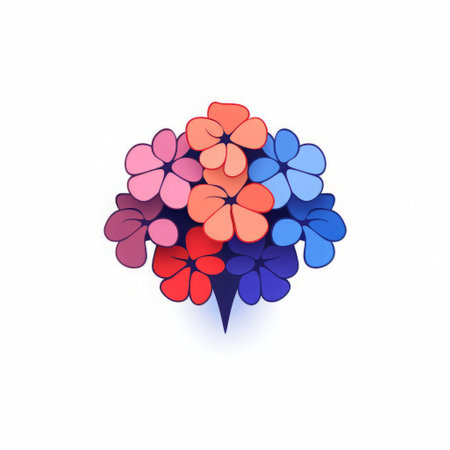 "discover a vibrant hydrangea icon, celebrating hispanic heritage month. this pixel-perfect, minimalistic design boasts bold colors and careful isolation on a white background. perfect for adding a touch of cultural flair while maintaining a sleek, solid-color aesthetic.", ai generatedの素材