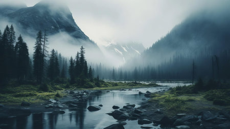 explore the breathtaking beauty of a wild landscape, where serenity reigns supreme. witness the calming embrace of nature's wonders in this mesmerizing photo on unsplash. ai generatedの素材