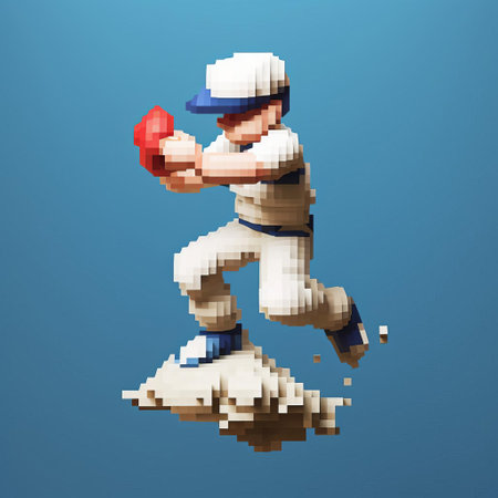 a vibrant 3d cartoon of a playful m character in full body, showcasing their joyful expression while holding a baseball, all rendered against a pristine white background. ai generatedの素材