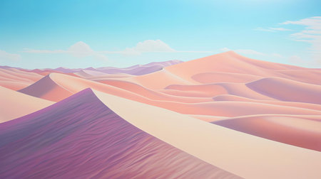vibrant pastel hues dance across towering sand dunes, set against a pristine white background. gentle slopes cascade down to a lush lawn, creating a captivating contrast of colors and textures. ai generatedの素材