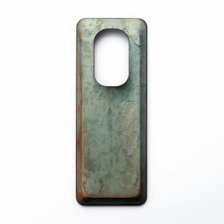 a vintage metal bottle opener, its once sleek design marred by age, features a faded, scratched paint finish. this digital illustration captures its unique character from a flat, side profile. ai generatedの素材