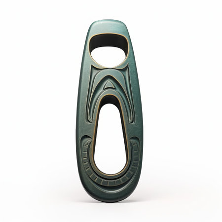 a vintage metal bottle opener, its sleek design marred by faded paint and scratches, rendered in a flat profile side view. this digital illustration captures the aged beauty of this timeless tool, perfect for adding a touch of nostalgia to any design project. ai generatedの素材