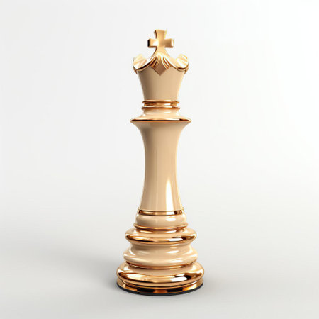 a meticulously crafted 3d chess figure stands proudly on a pristine white background, bathed in soft illumination. its intricate details and elegant form are showcased in stunning clarity, making it a captivating visual representation of this timeless game. ai generatedの素材