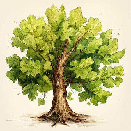 immerse yourself in the ethereal beauty of a majestic basswood tree rendered in vibrant watercolor. this stunning clipart captures the intricate details of its foliage and graceful branches, bathed in a captivating hdr glow. ai generatedの素材