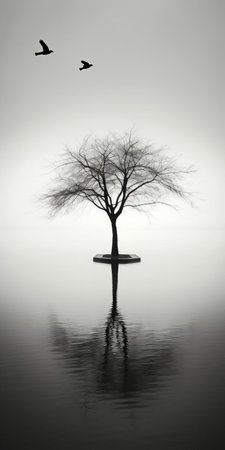 immerse yourself in a surreal landscape captured in meticulous detail, where light and shadow dance in harmonious balance. inspired by the minimalist aesthetics of michael kenna, this photo evokes a sense of awe and wonder, capturing the essence of the natural world in its most enigmatic form. ai generatedの素材