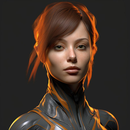 a captivating digital sculpture of a stunning female form, rendered in meticulous detail using zbrush. the intricate details and hyper-realistic textures are illuminated by dynamic lighting, creating a breathtakingly realistic and captivating artwork. ai generatedの素材