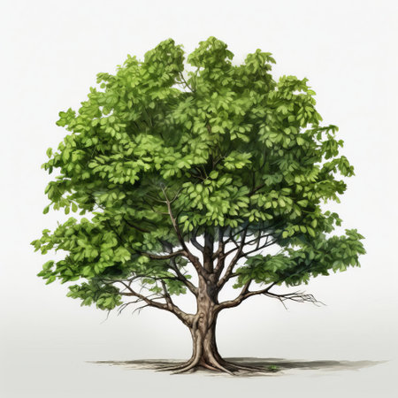 vibrant hackberry tree silhouette rendered in stunning watercolor artistry. this high-resolution clipart features intricate details and a captivating hdr effect, set against a pristine, solid background. ai generatedの素材