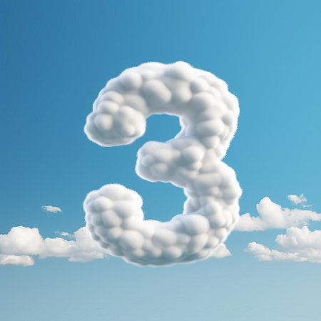 a captivating aerial view of the heavens showcases a mesmerizing cloud formation resembling the number thirty-seven against a backdrop of azure skies. ai generatedの素材