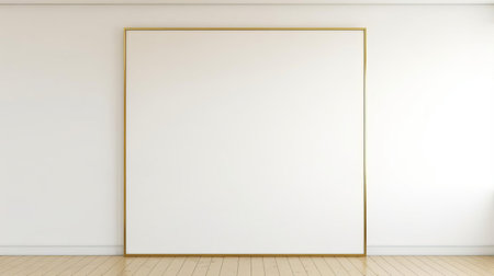 this murphy bed, featuring a sleek golden frame measuring 3 by 2 feet, ideal for a canvas, stands out against a clean and minimalistic white background, perfect for modern interior design and space-saving solutions in small apartments or studios. ai generatedの素材