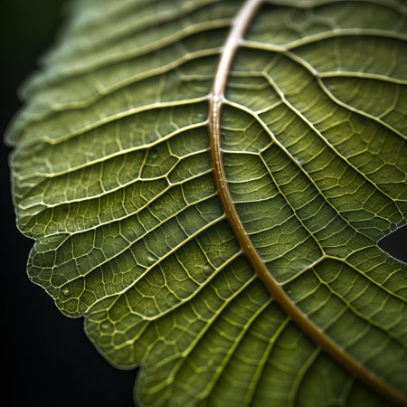 the yarrow leaf, with its delicate organic contours, is showcased in stunning detail in this ultra-high-definition image, reminiscent of a national geographic photo, evoking a sense of environmentalism and tactile connection to nature's intricate beauty. ai generatedの素材