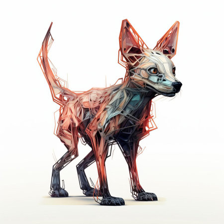 the chupacabra, a legendary creature said to inhabit parts of the americas, is depicted in stunning algorithmic art, showcasing its mythical full-body form in vivid detail, isolated on a pristine white background, evoking a sense of mystique and otherworldly charm. ai generatedの素材