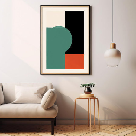 the ireland-inspired poster showcases a stunning minimalist and abstract design, blending soothing shades of emerald green, rich blue, and creamy white, evoking the lush landscapes and rugged coastlines of the emerald isle, perfect for adding a touch of celtic charm to any room's decor. ai generatedの素材