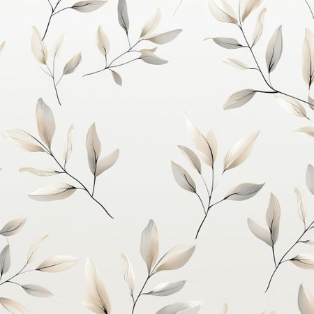 ivory leaves delicately drawn on a soft, creamy background exude a sense of serenity and calmness, showcasing the beauty of minimalist design, perfect for nature-inspired wallpapers, phone cases, or home decor, evoking feelings of simplicity and elegance. ai generatedの素材