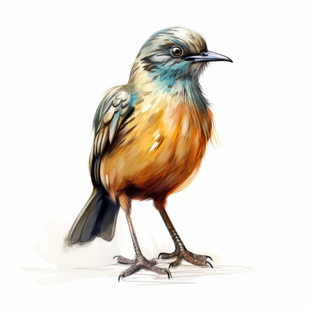 the bird, showcased in a stunning life drawing, takes center stage on a pristine white isolated background, its full body majestically rendered in exquisite detail, highlighting the intricate feathers, delicate wings, and vibrant plumage, perfect for nature enthusiasts, artists, and designers seeking inspiration. ai generatedの素材