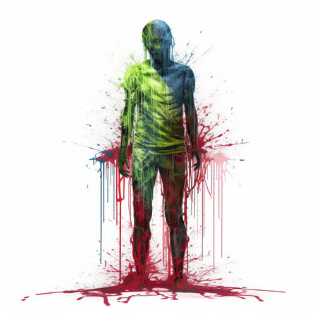 a haunting zombie, crafted through algorithmic art, stands isolated on a pristine white background, its full body pose exuding an eerie atmosphere, perfect for horror-themed designs, digital art, and spooky visuals, evoking a sense of dread and foreboding in this futuristic, post-apocalyptic scene. ai generatedの素材