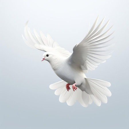 the dove clipart, meticulously crafted with super realistic 3d rendering, showcases exquisite details, from the soft, feathery plumage to the gentle, peaceful expression, perfect for designs requiring a symbol of love, peace, and harmony, ideal for wedding invitations, greeting cards, and spiritual graphics. ai generatedの素材