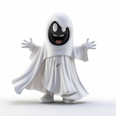 the cartoon character is showcased in a stunning 3d render, wearing a vibrant robe, posed in a full-body stance against a crisp white background, perfect for digital art, animation, and graphic design projects, highlighting the beauty of 3d modeling and computer-generated imagery. ai generatedの素材