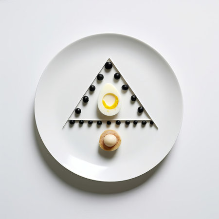 the optical illusion features a cleverly arranged composition of food items, showcasing a minimalist design on a pristine white isolated background, creating a visually striking and thought-provoking visual effect that challenges the viewer's perception, blending art and culinary creativity. ai generatedの素材