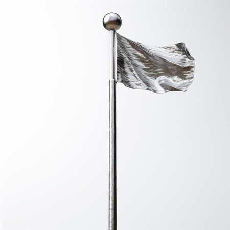 the flagpole, featuring a unique shiny bumpy texture, stands out against a solid white background, showcasing its intricate details and modern design, perfect for government institutions, schools, or corporate offices, highlighting national pride and patriotism. ai generatedの素材
