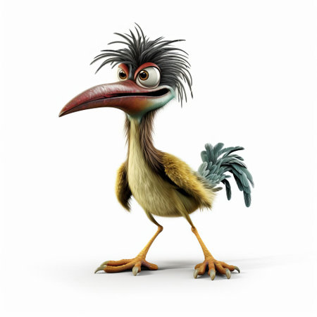 the road runner, a beloved cartoon character, is depicted in stunning 3d detail, showcasing its full body in a striking pose, isolated against a pristine white background, perfect for graphic designs, animations, and digital art projects requiring a fun and quirky touch. ai generatedの素材