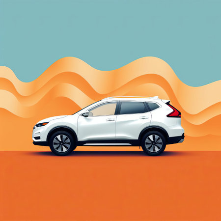 the nissan rogue, a sleek and modern compact suv, is showcased in a stunning white silhouette, highlighting its aerodynamic design, angular lines, and sporty features, perfect for those seeking a reliable and spacious vehicle for daily commutes and outdoor adventures. ai generatedの素材
