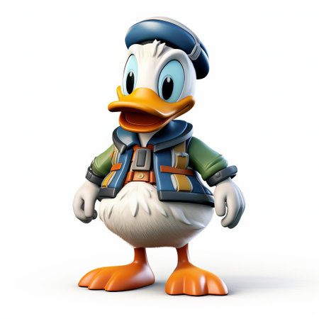 the mallard duck, a vibrant 3d render plastic cartoon, is showcased in its full body glory against a pristine white background, highlighting its striking features, vibrant feathers, and playful demeanor, perfect for illustrations, designs, and educational materials related to wildlife, birds, and ornithology. ai generatedの素材
