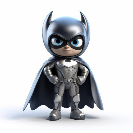 the 3d luna superhero stands proudly isolated on a white background, showcasing her full body in a powerful pose, donning a vibrant costume with a crescent moon emblem on her chest, exuding confidence and strength, perfect for comic book fans and enthusiasts of female superheroes and sci-fi art. ai generatedの素材